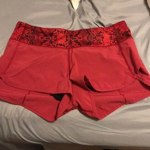red lululemon shorts